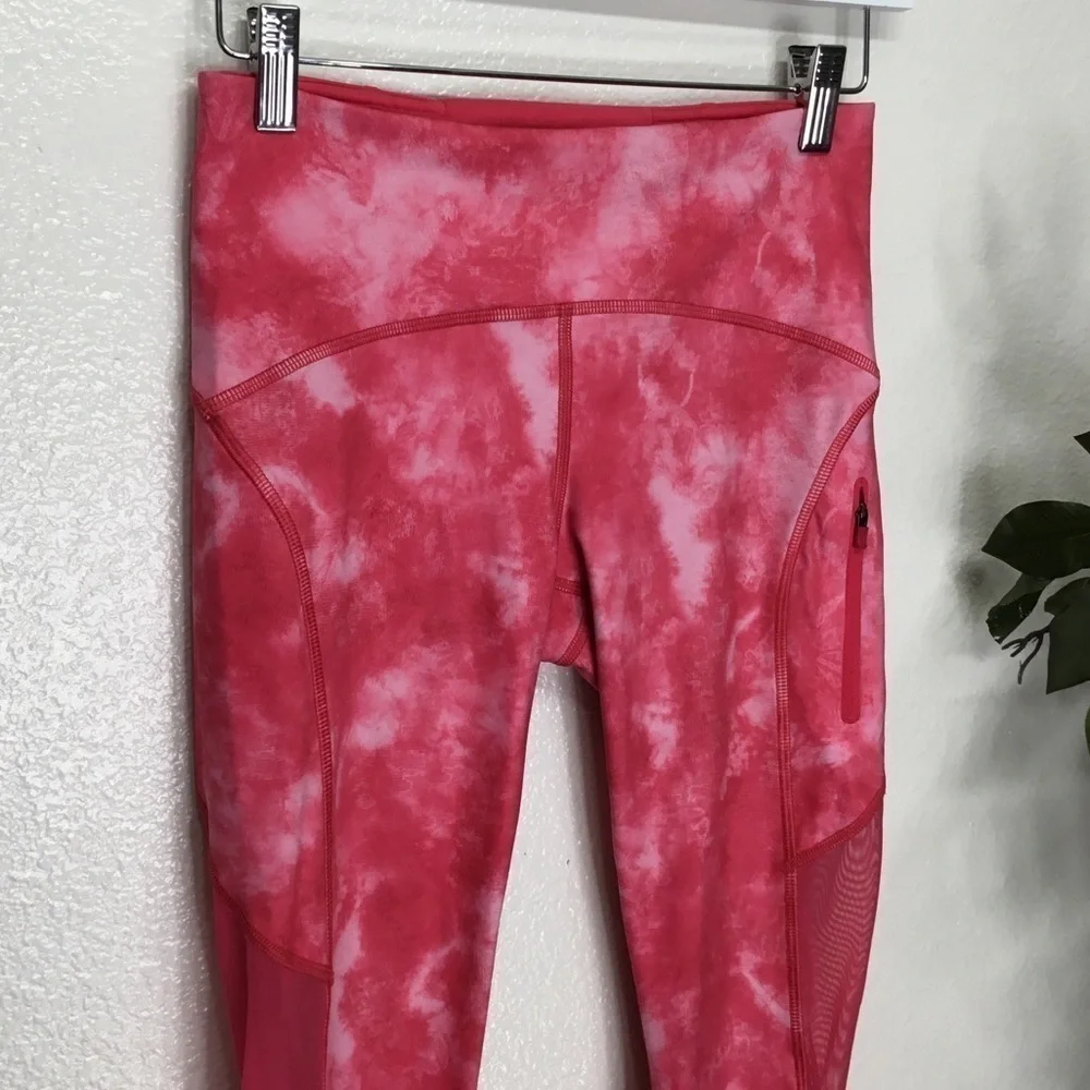 Lululemon Pink Tie Dye Cropped Workout Leggings